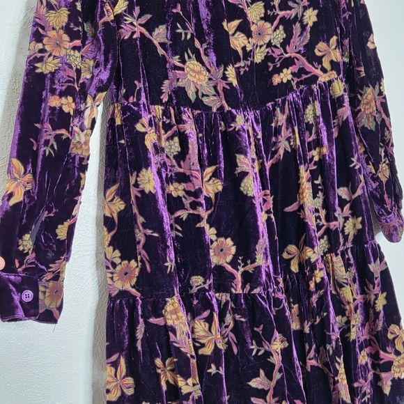 DEAR JOHN katie Button Down Imperial Dress Purple Velvet Women's Size Small - Picture 13 of 16
